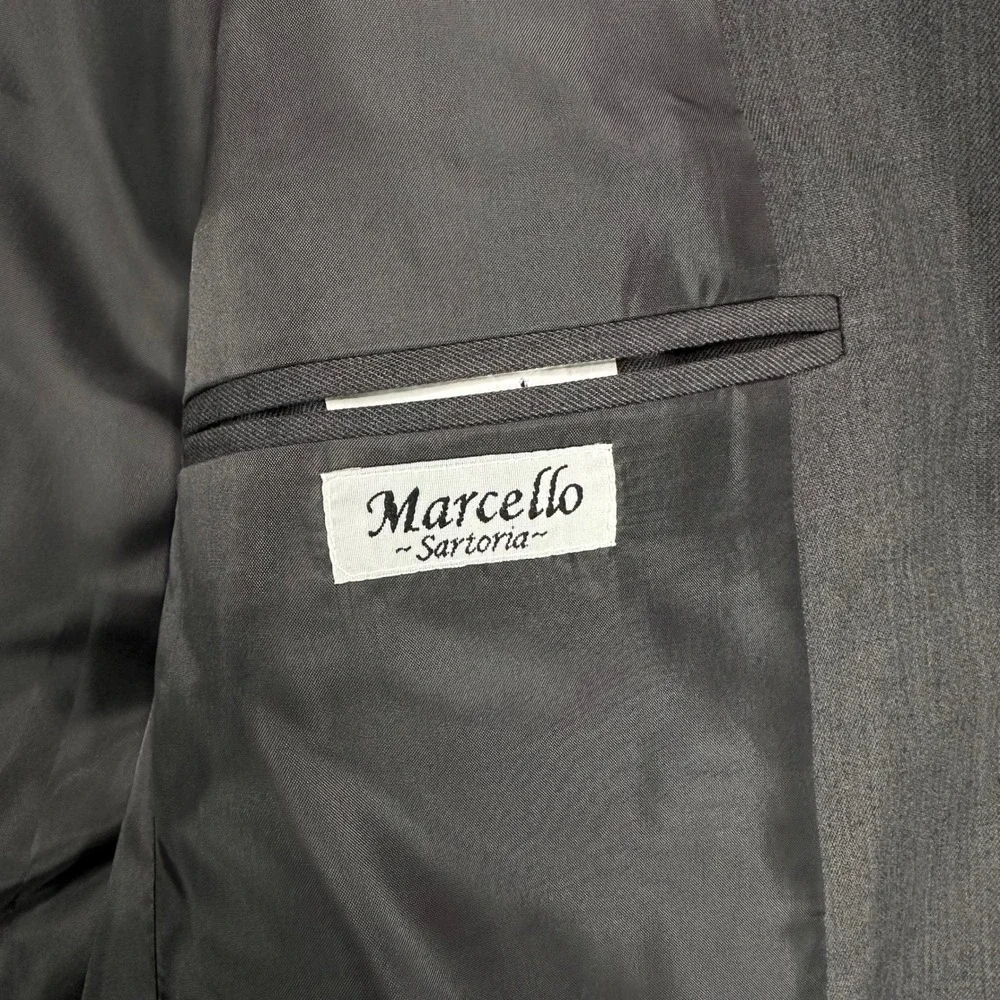 Marcello Sartoria Mens Charcoal Gray Wool Blend Blazer Suit Jacket Size 42 NEW